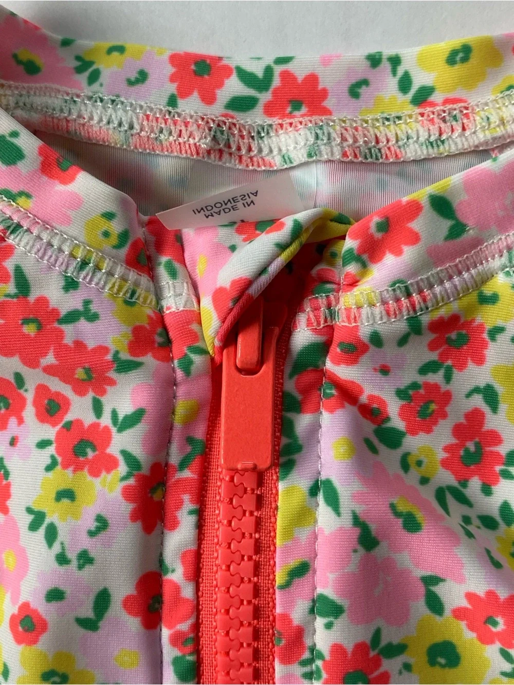 Rashguard Swimsuit 3T Old Navy One Piece Floral Long Sleeve Girls EUC Orange EUC